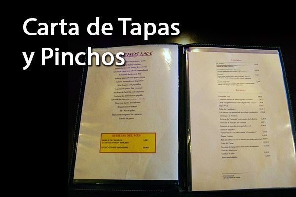 Carta de tapas y pinchos